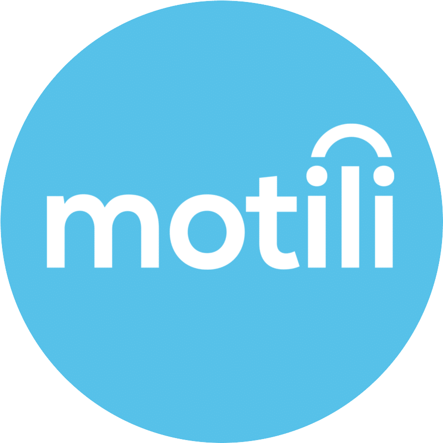 motili logo with blue circle